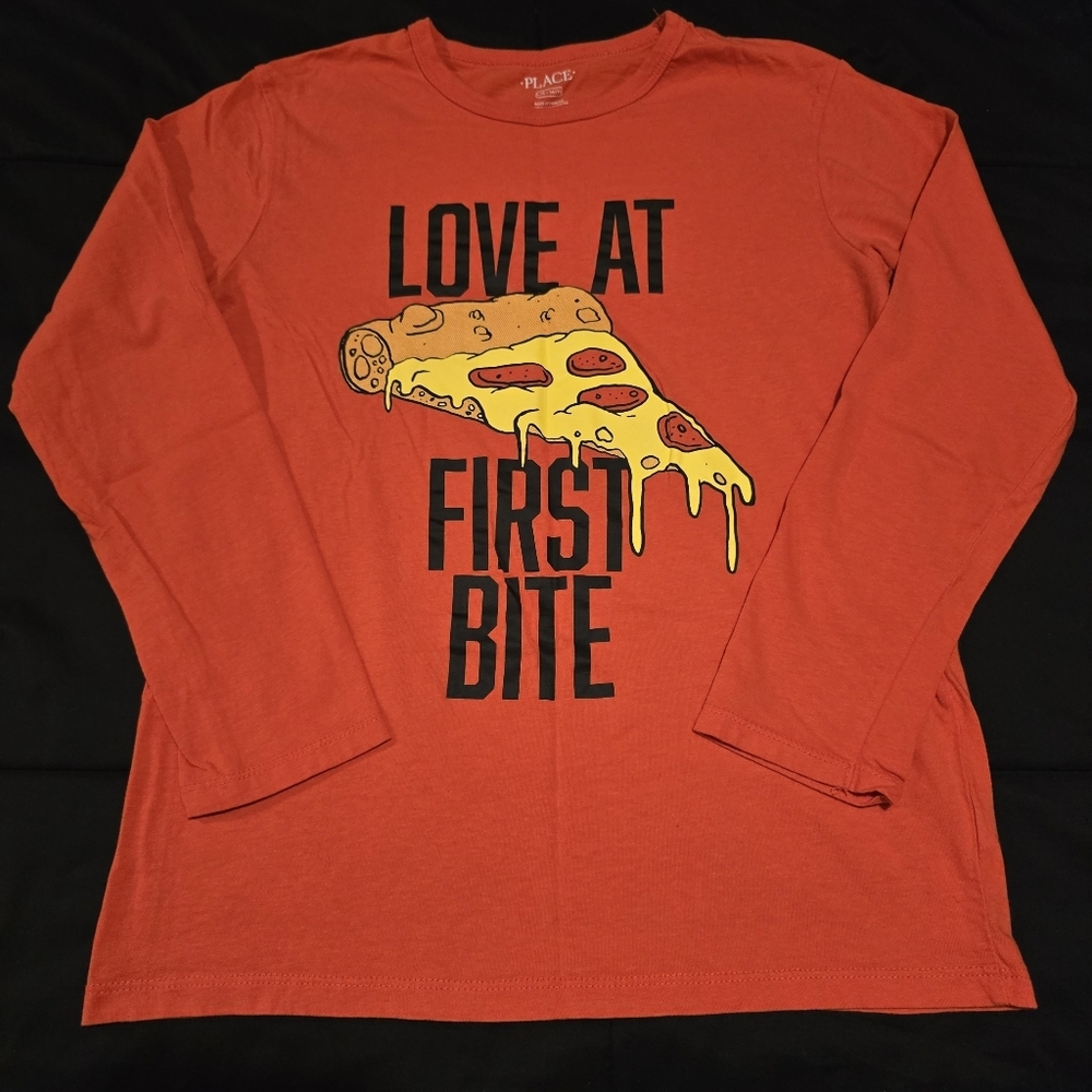 The Childrens Place Boys Pizza‎ Graphic Long Sleeve Shirt Orange Size Large